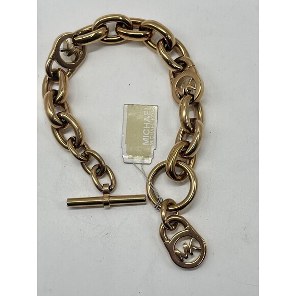Michael Kors Rose Gold MK Chunky Chain Link Bracelet New - Picture 3 of 7